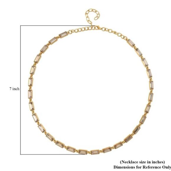 Champagne Color Glass Tennis Gold Necklace (20-22 Inches) - Picture 5 of 5